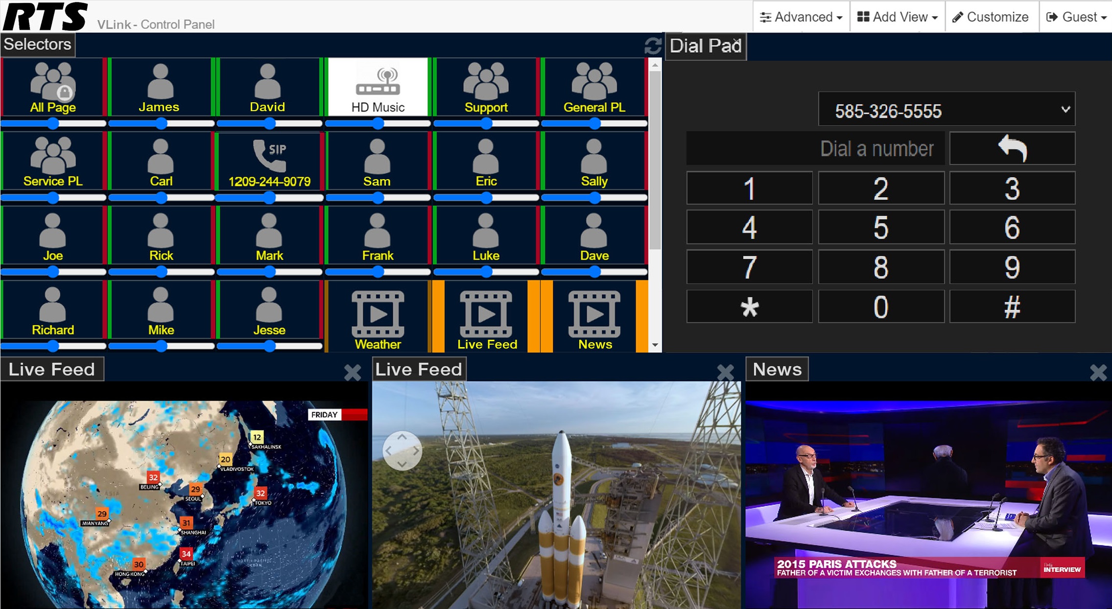 RTS VLink Control Panel